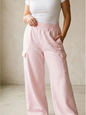 Target Pink Wide-Leg Cargo Sweatpants